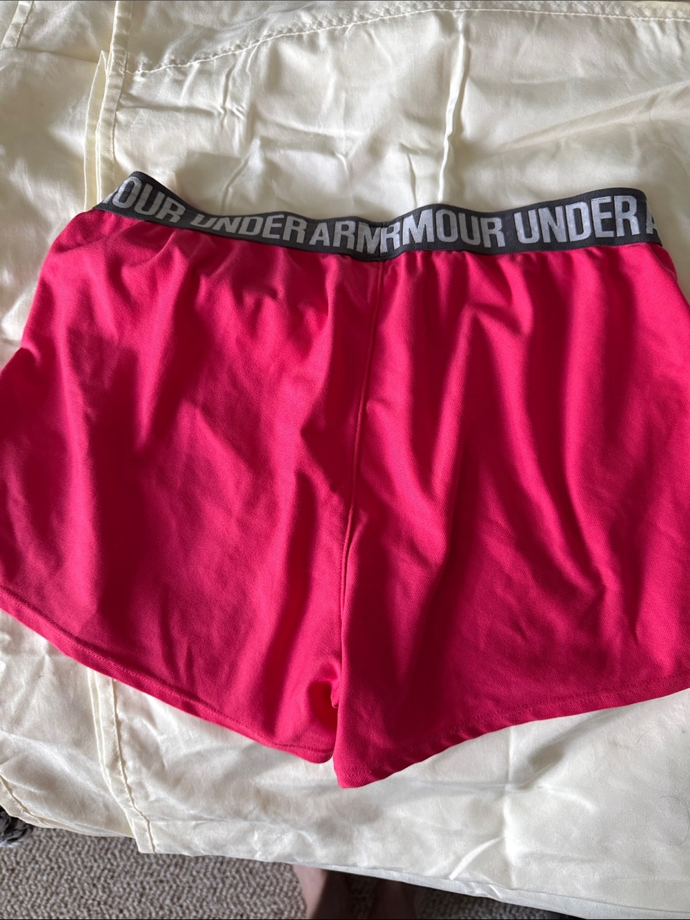 Under Armour Women's Bright Pink Performance Shorts with Branded Waistband - Picture 2 of 2